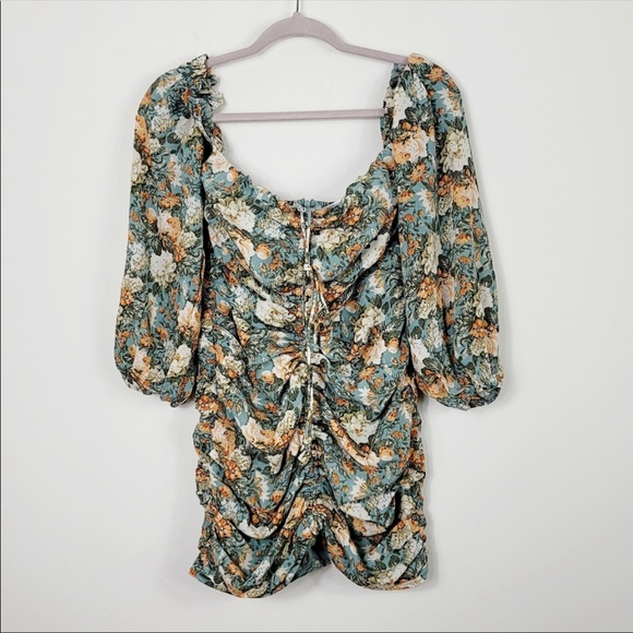 Hello Molly floral ruched off shoulder mini dress NWT - Picture 2 of 4